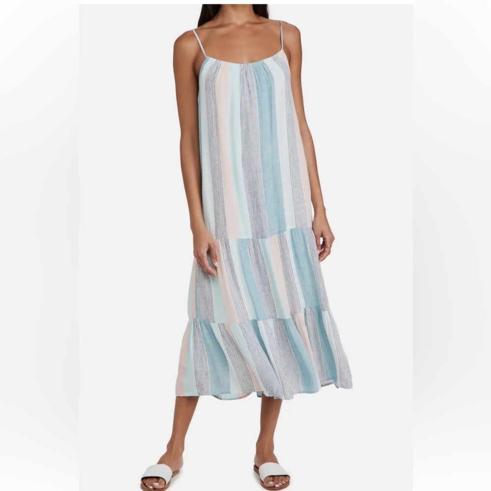 NWOT RAILS Adora Sleeveless Linen Blend Midi Dress in Highland Stripe - Picture 2 of 12